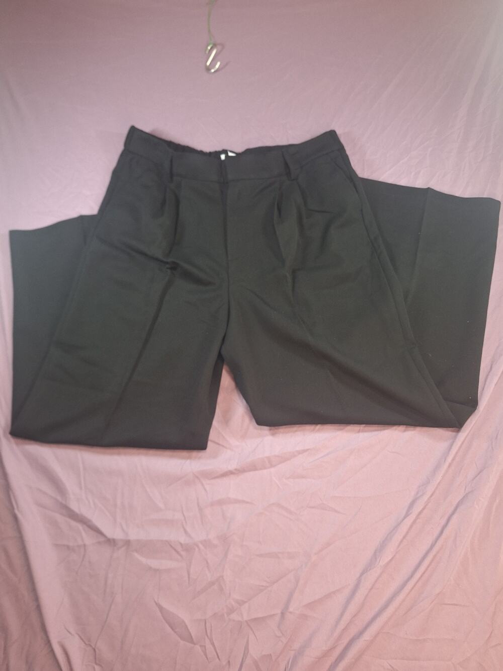 Steve Madden Black Wide Leg Pleated Trousers Dress Pants XL DM43408W New